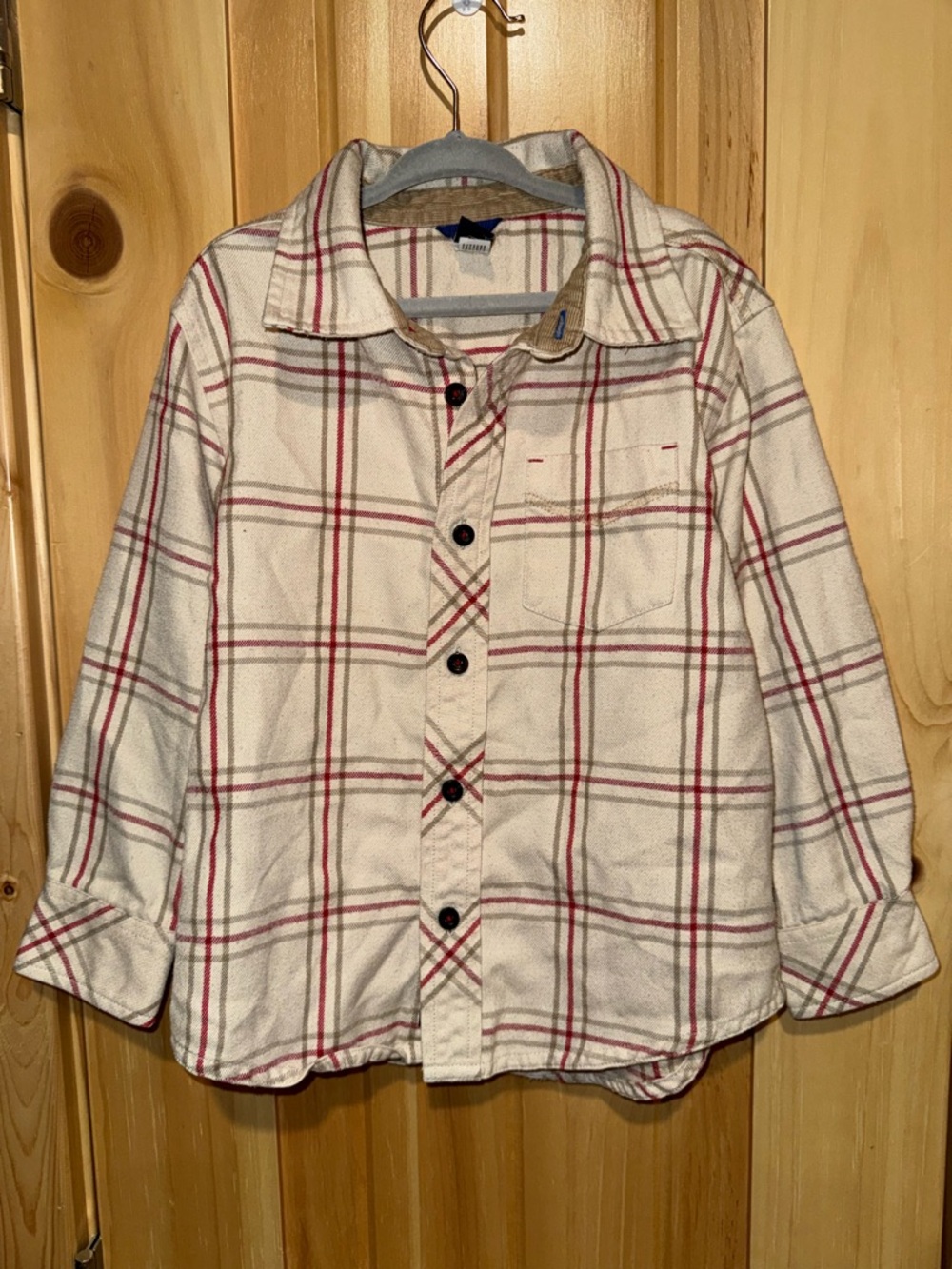 GapBaby Cream Plaid Button-Up Shirt